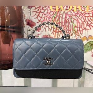 Chanel Top Handle Bag WOC Light Blue